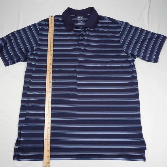 Adidas Climalite Golf Polo Shirt Men's Large Blue Pullover Striped Short Sleeves - Picture 3 of 7